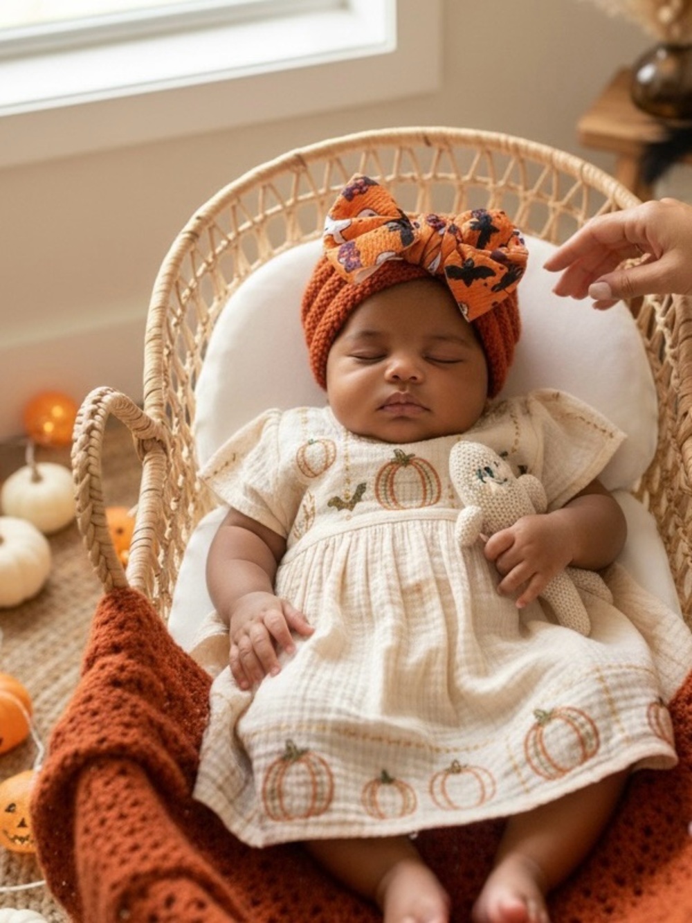 Handmade Halloween Baby Toddler Knit Turban Beanie Bow Hat - Picture 6 of 12